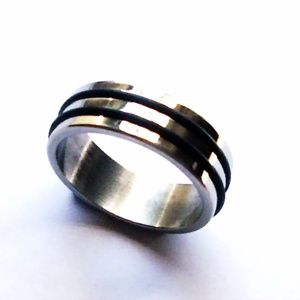 NEW Ring STAINLESS STEEL Unisex Rubber 2 Choose Sz